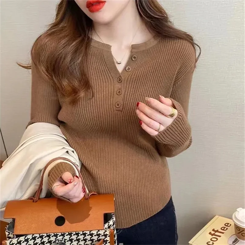 Autumn Winter Sweater Slim Fit Basic Pullovers 2023 Fashion Korean Knit Tops Bottoming Womens Sweaters Jumpers Pull Femme