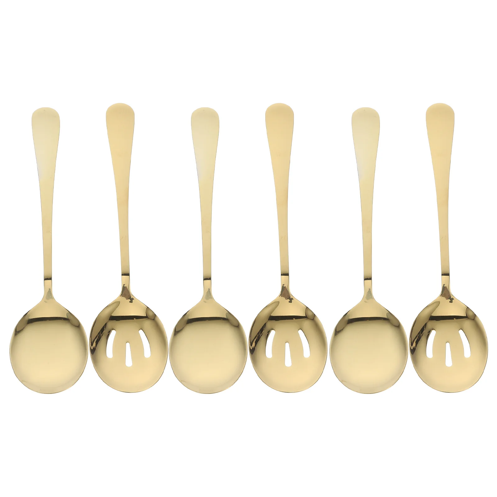 

6Pcs Stainless Steel Serving Spoons Set Slotted Design for Buffet Banquet Dinner Table Gold Serving Spoons Spoon Sets