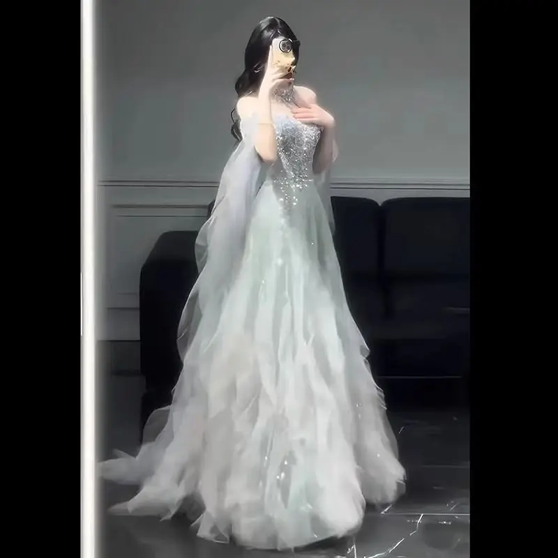 

Evening Gown Dress For Women 2025 New High-end Light Luxury Niche Heavy Industry High-end Sense Elegant Temperament Host Dress