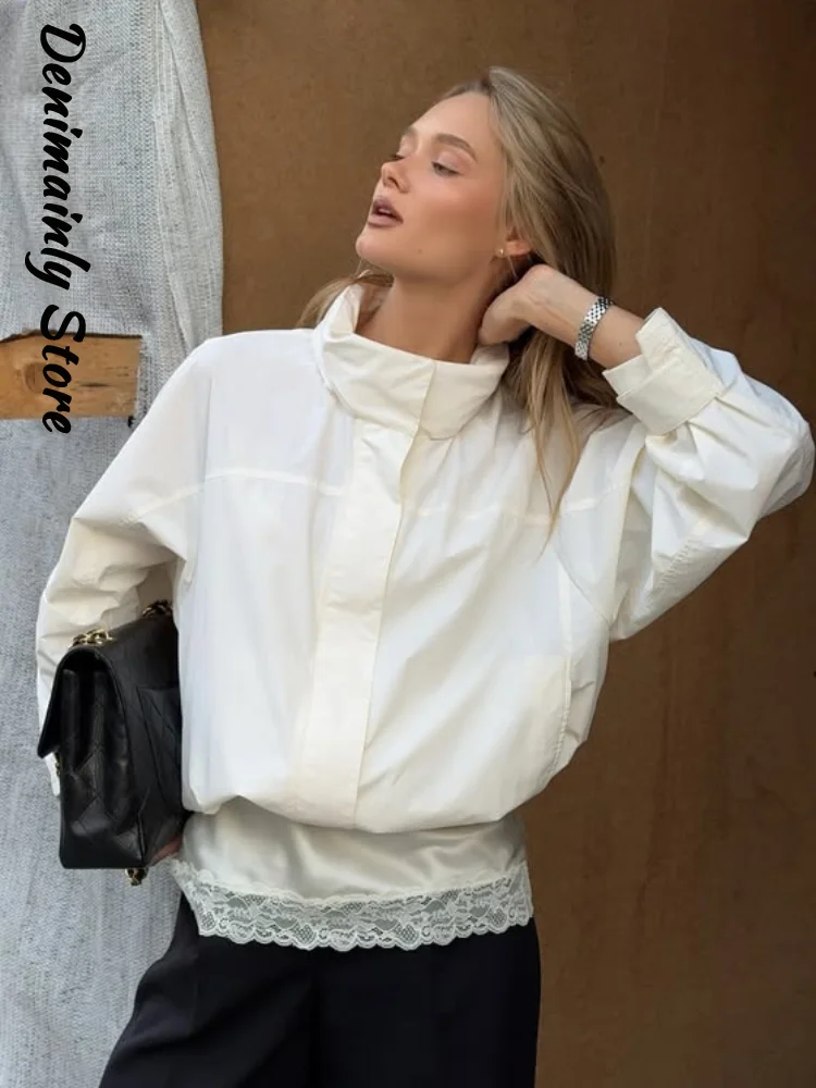 Casual Solid Stand Collar Short Windproof Jacket Women Drawstring Full Sleeve Pocket Zipper Coats 2026 Autumn New Lady Outwear