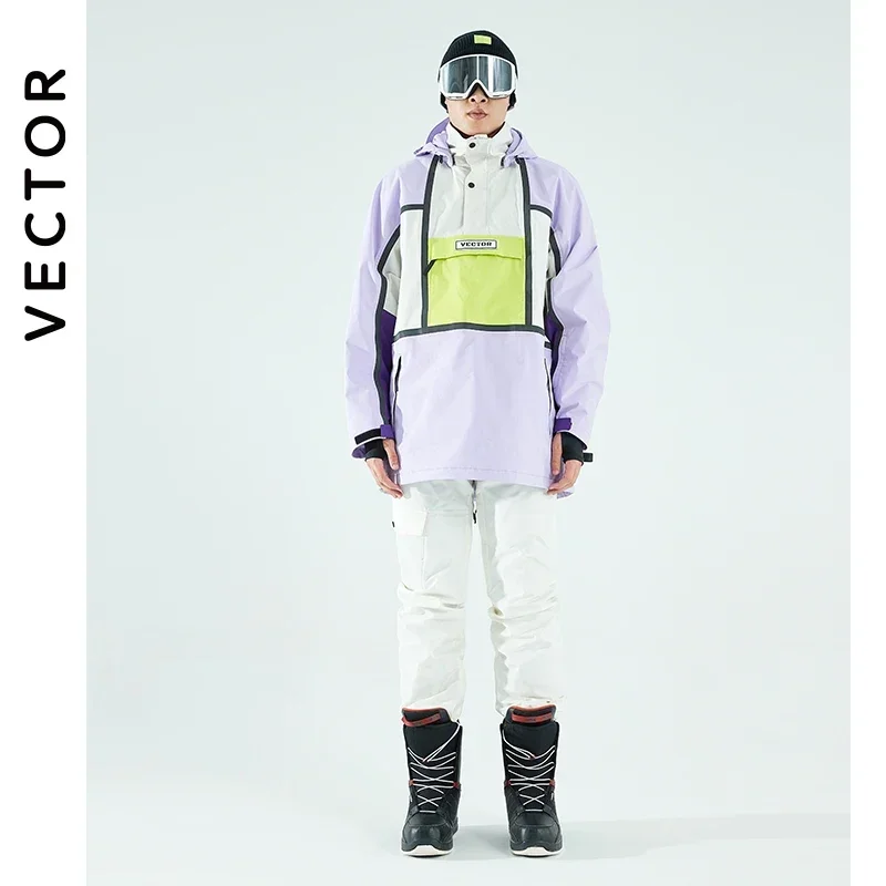 Vector roupa de esqui feminina, suéter com capuz, tendência reflexiva, roupa de calor espessada e à prova d\'água, equipamento de esqui, terno