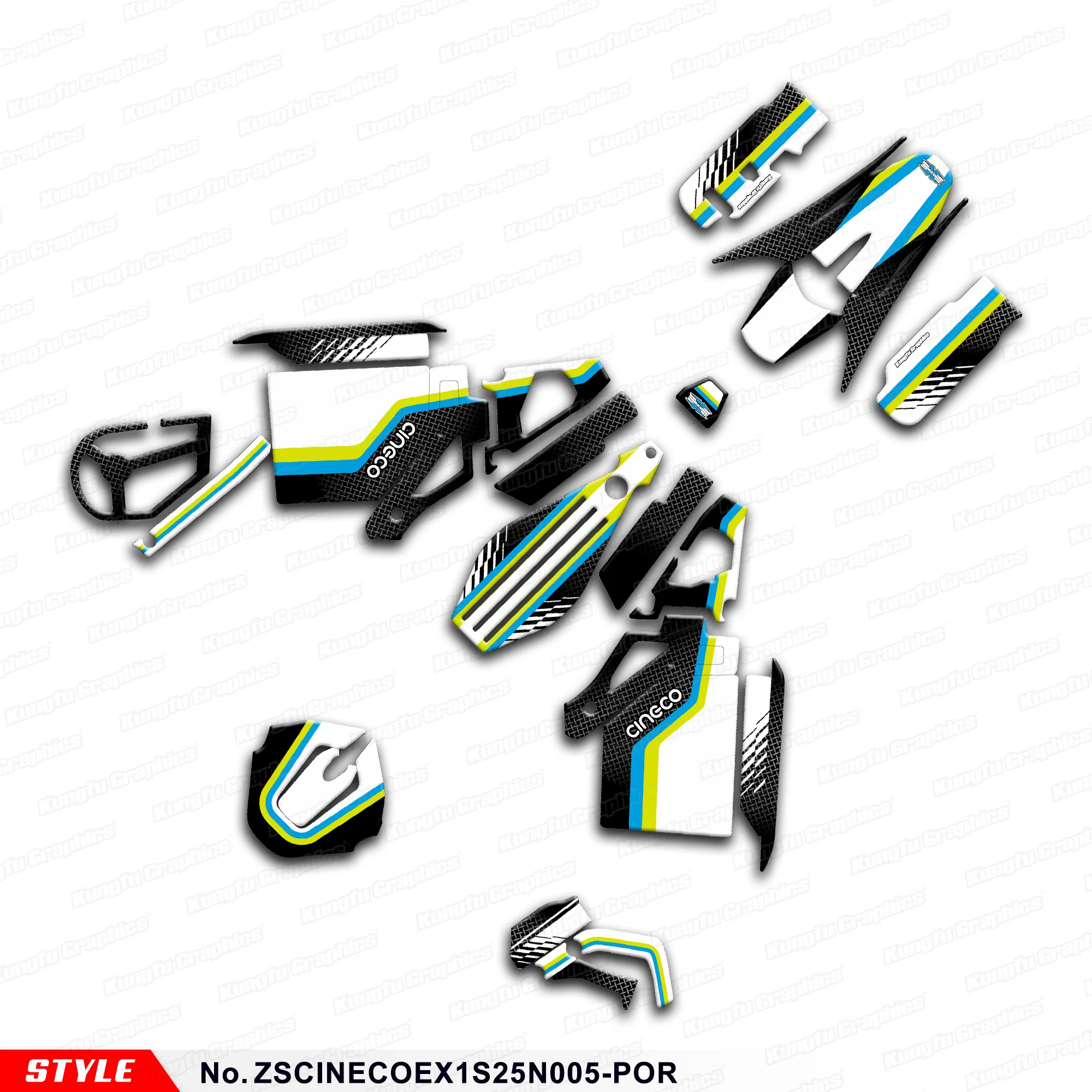 

JY RACING Graphics Kit Stickers Set for CINECO EX1-S EX1-RPO Adhesive Decals, Accessory, ZSCINECOEX1S25N005-POR