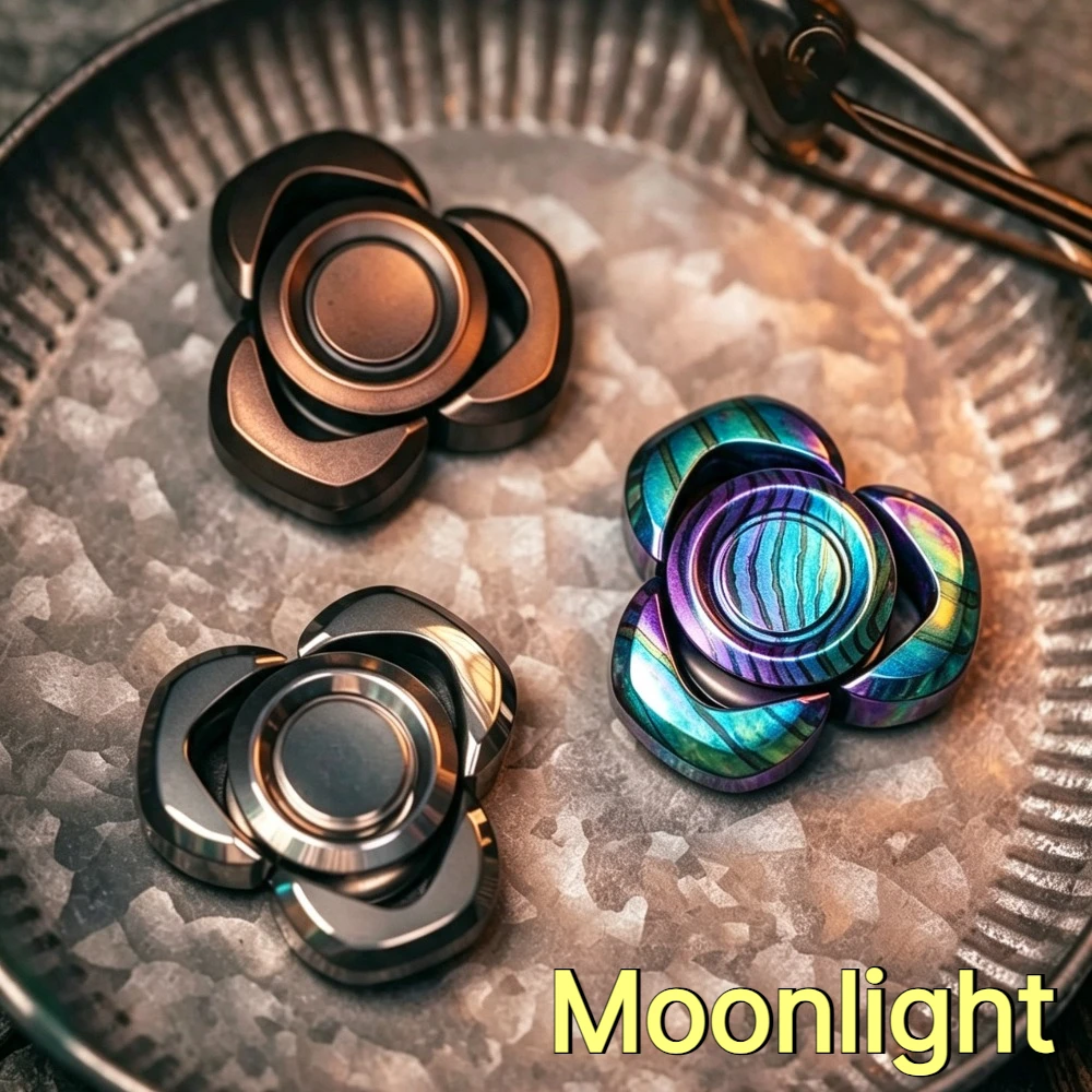 Feifei EDC Moonlight Mechanical Metal Three-Blade Hollowed-Out Attack Speed ​​Hand Feel Fidget Spinner Stress Relief Toy