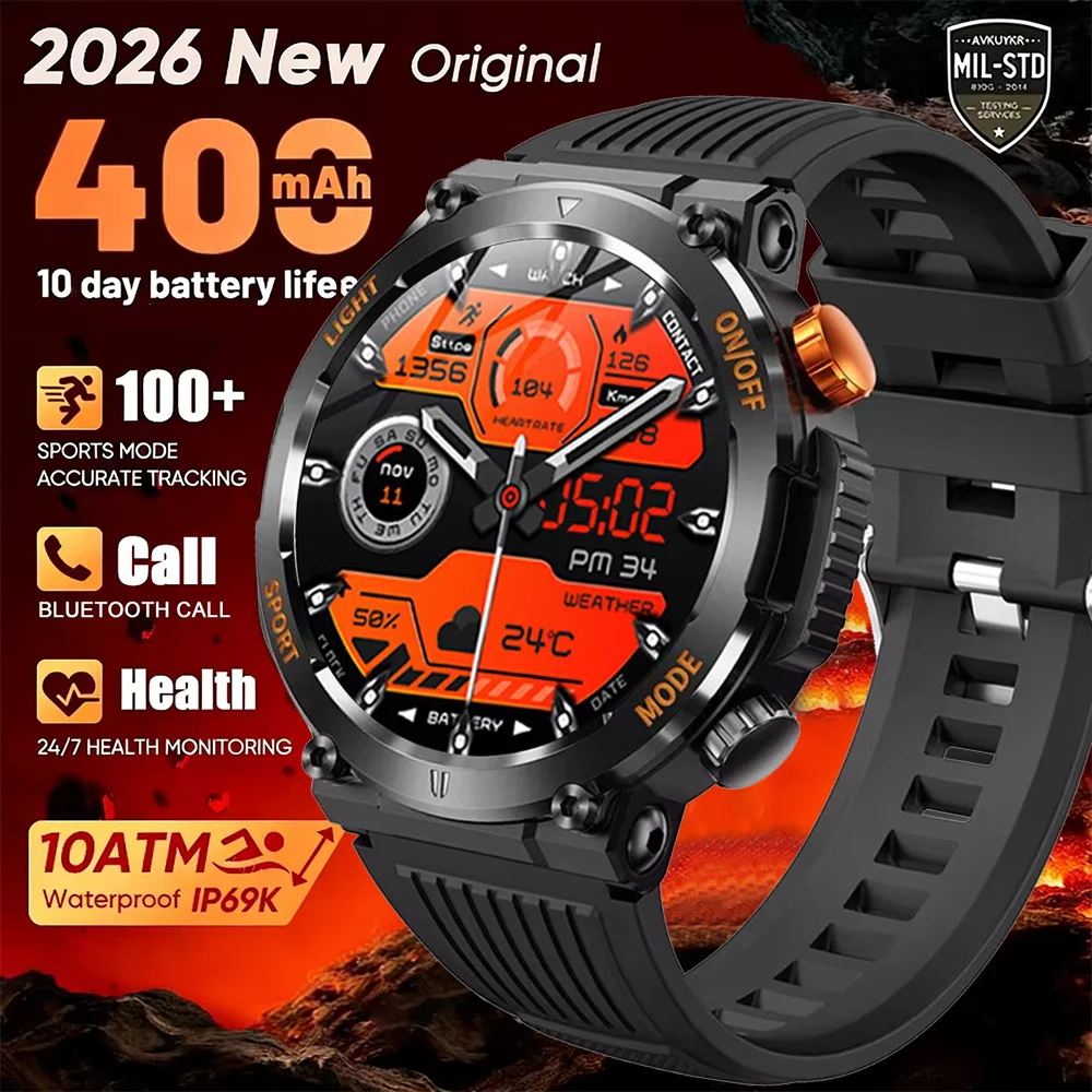 

Новые смарт-часы T-REX 3 для активного отдыха 2026 года, мужские, с HD AMOLED-экраном 1,46 дюйма, измерением пульса, Bluetooth-связью, водонепроницаемостью 3ATM