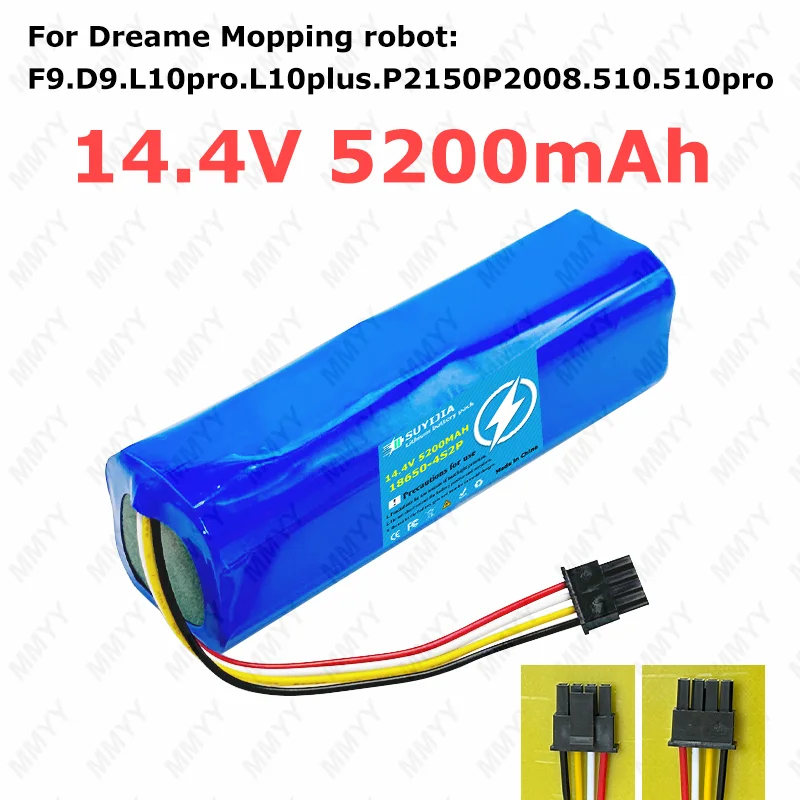 14.4V 5200mAh Sweeping Robot Battery for Dreame F9 D9 L10Pro PLUS S10pro S20 X10 X20 P2008 P2026 P2150 MMBK RLS6 LADC/2 RLS92CE