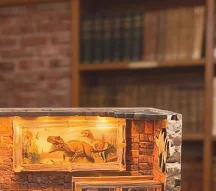 DIY Mini Dinosaur 3D Wooden Puzzle Set Simulation Prehistoric World Stereoscopic Scene Dinosaur Doomsday Handmade Gift