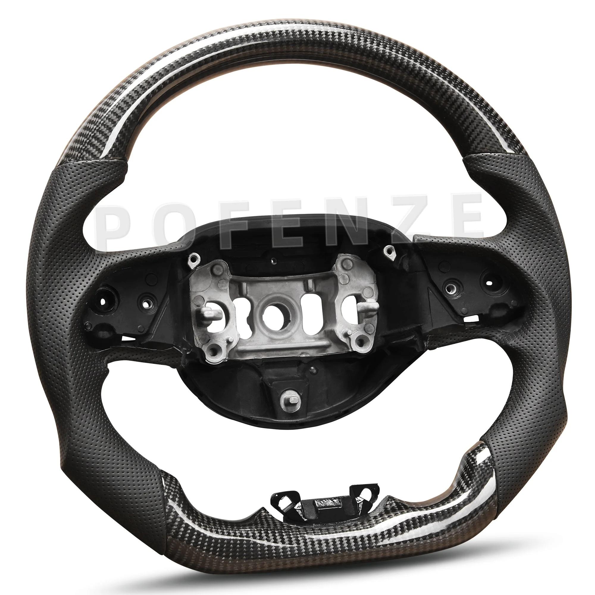 Carbon Fiber Steering Wheel For JEEP Grand Cherokee 2014 Nappa Perforated Leather D-shaped Flat-bottom Grip Hand-Stitched