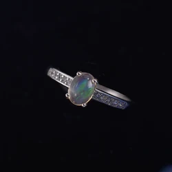 ITSMOS Opal Diamond Rings Zircon Fine Fire Colorful Opal Ring for Women Luxury Silver Natural Opal Bands Anniversary Gift
