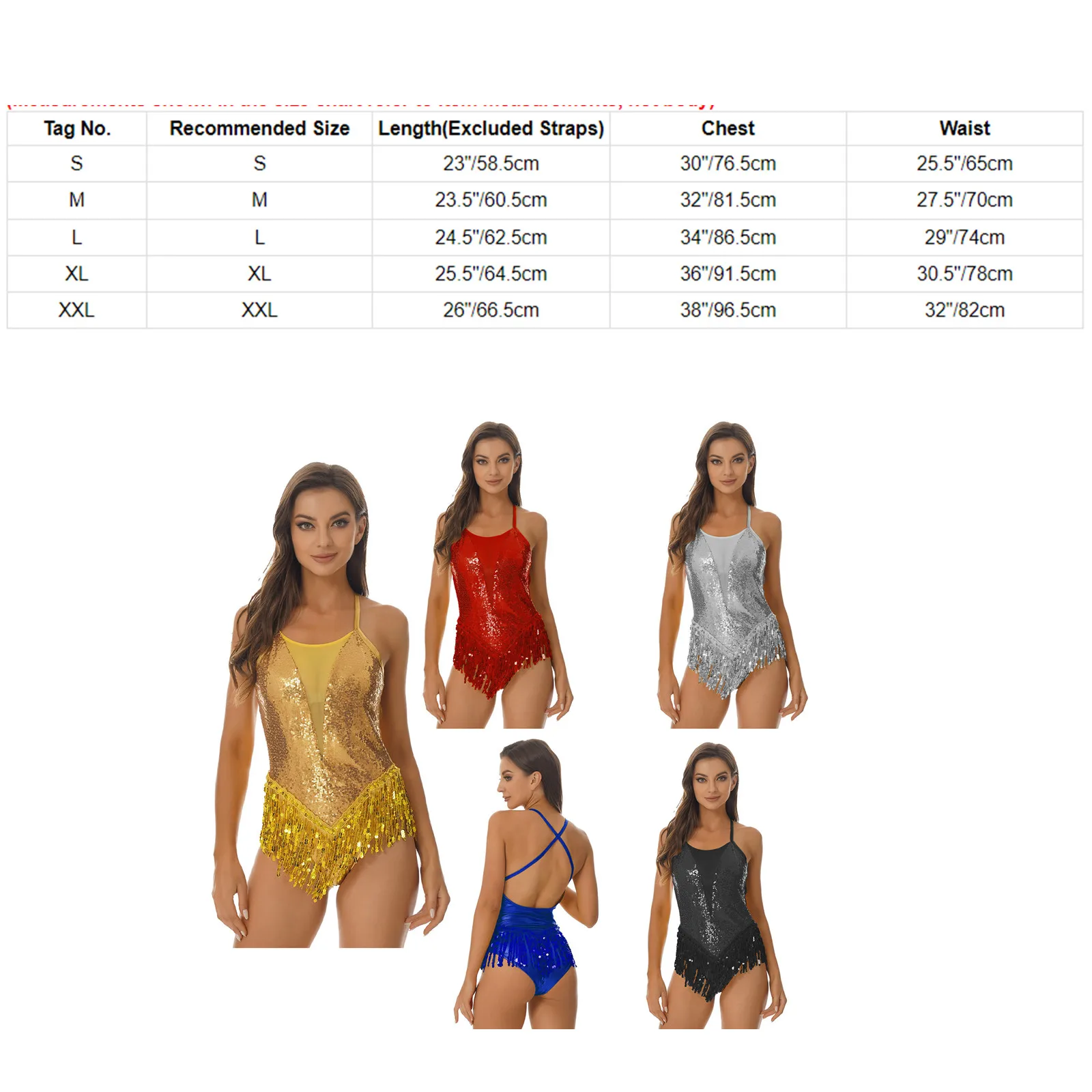 Sparkling Sequins Latin Jazz Dance Leotard Bodysuits Womens Fringed Latin Leotard Jumpsuits for Dance Performance Costumes