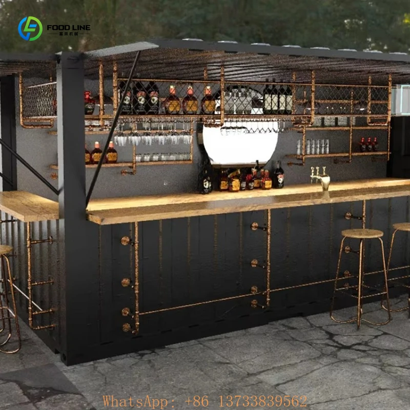 Customized 20ft Container Coffee Shop Cafe Prefabricated Transport Small House Outdoor Kiosk Store Container House
