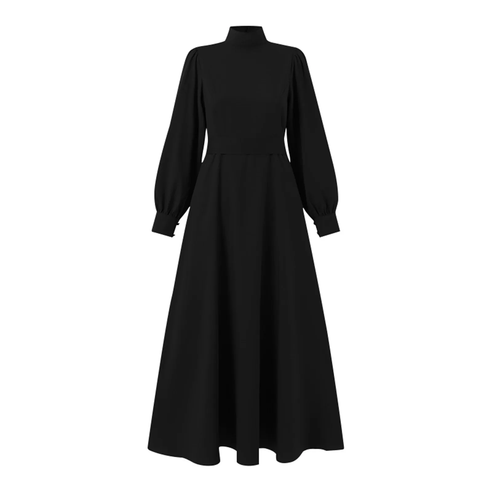 Fashion Djellaba Muslim Dress Dubai Full Length Puff Sleeve Soft Loose Abaya Dubai Turkey Muslim Islam Robe