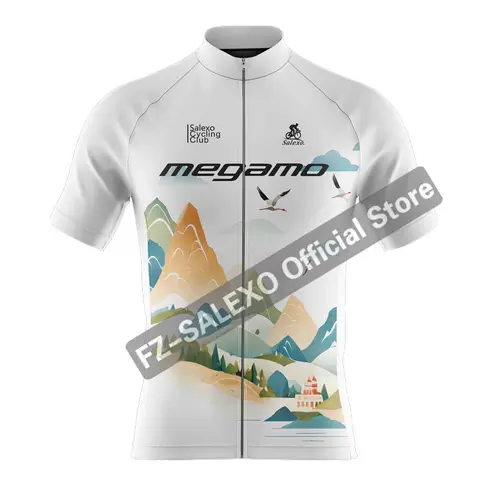 Summer Megamo-Cycling Jersey Set 2025 Simple White Men Short Sleeve Quick Dry Road Bike Clothing Breathable MTB Bicycle Bib Suit