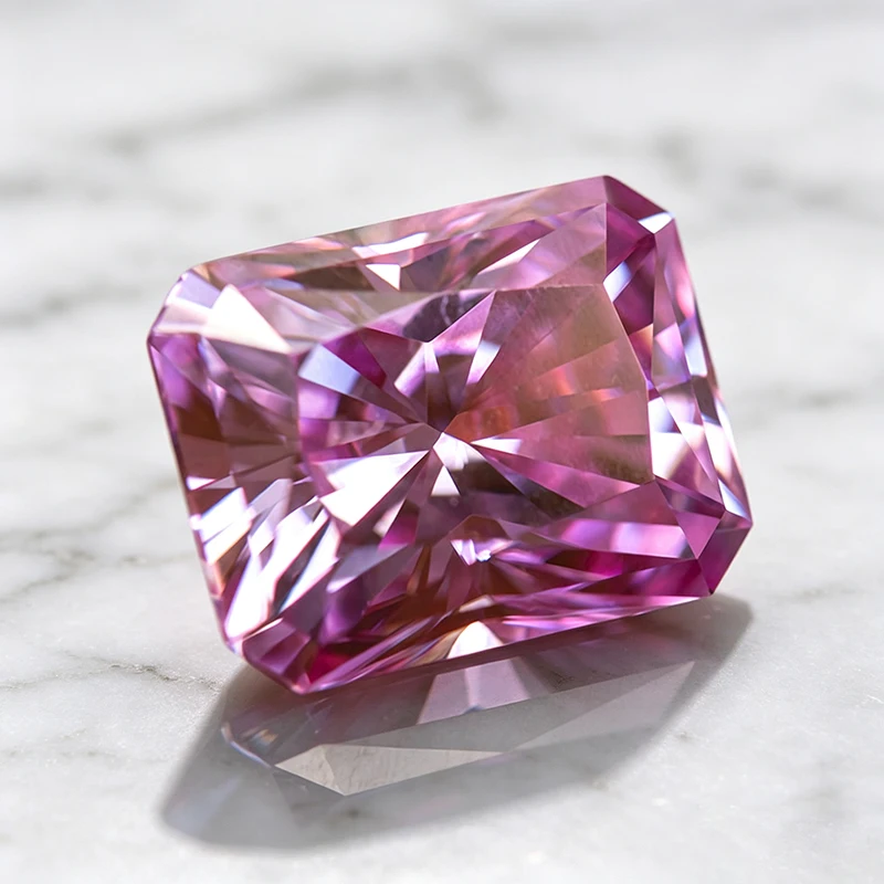 Moissanit-Stein im Radiant-Schliff, Sakura-Rosa Farbe, Laborgezüchteter Edelstein für DIY-Ringe, Halsketten, Ohrringe, Hauptmaterialien mit Zertifikat – Detail 3