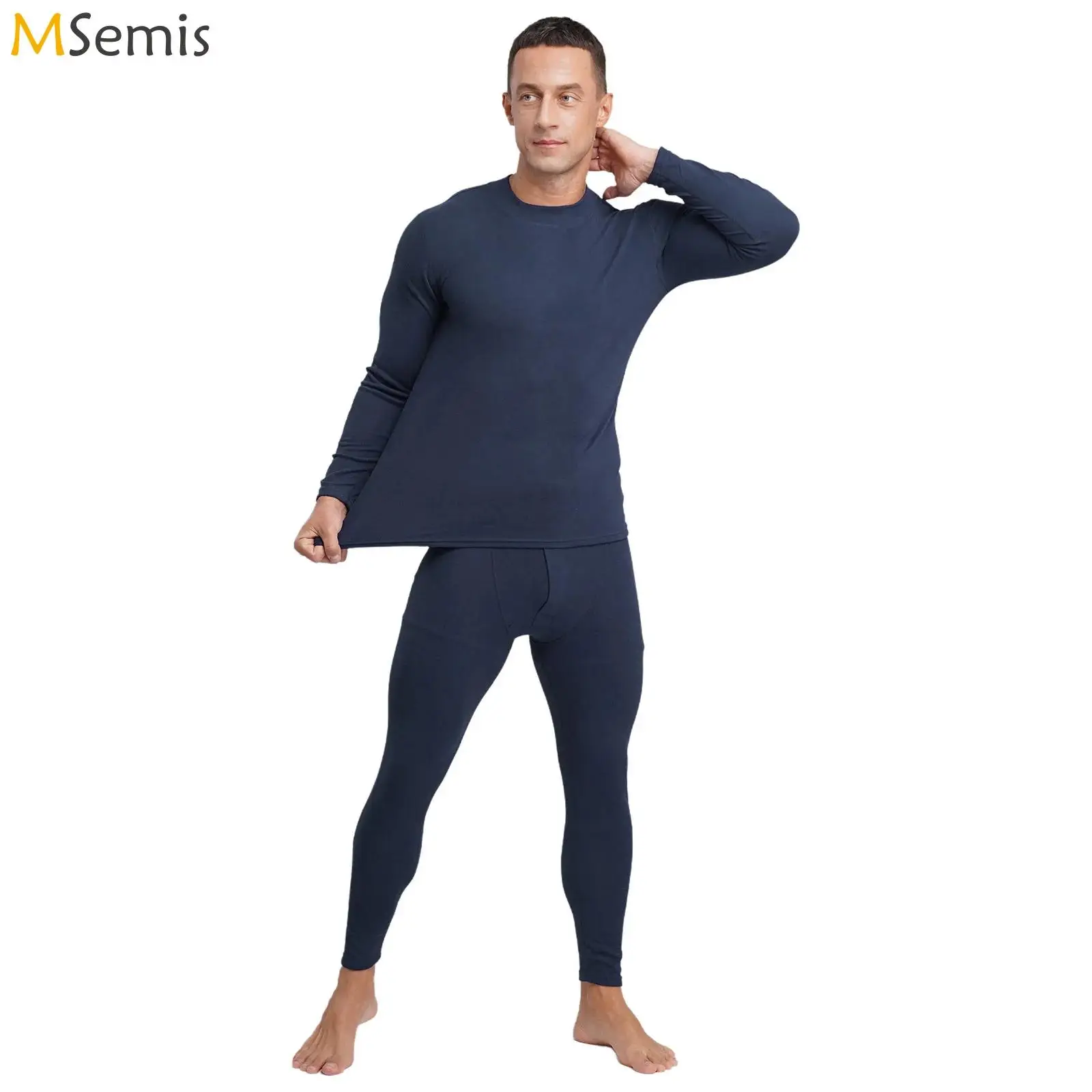 

Мужское компрессионное термобелье с длинными рукавами, теплый базовый слой, мягкие дышащие топы с колготками снизу для зимы, холодной погоды