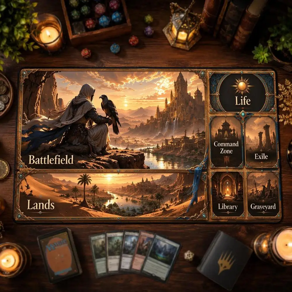 Gothic Dark Castle Fantasy TCG Playmat Large Tabletop Game Mat Non Slip Rubber Surface CardBattle Pad Board Gaming Desk Mousepad