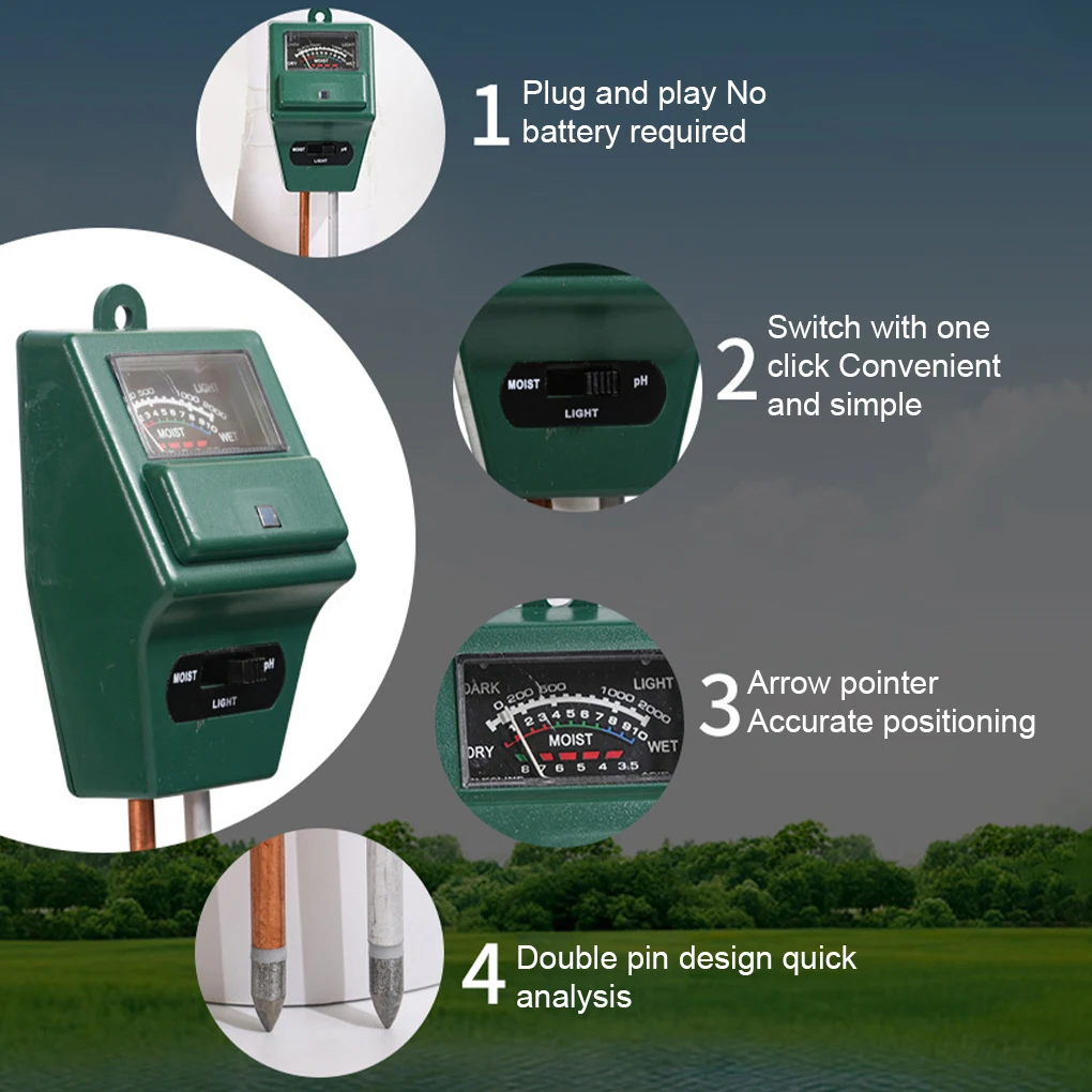 قراءات بيانات التربة الفورية مع مقياس رطوبة النبات بوعاء يُدخل مسبارًا ببساطة لمجموعة اختبار PH للتربة #3
