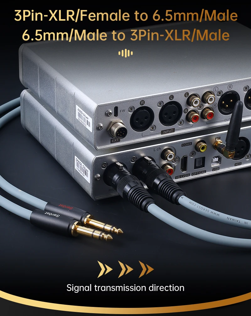 Serost Star HiFi Audio OFC Sauerstofffreies Kupfer-Adapterkabel 6,5mm Stereo auf XLR-Balance für Mikrofon, Mischpult, Lautsprecher – Detail 2