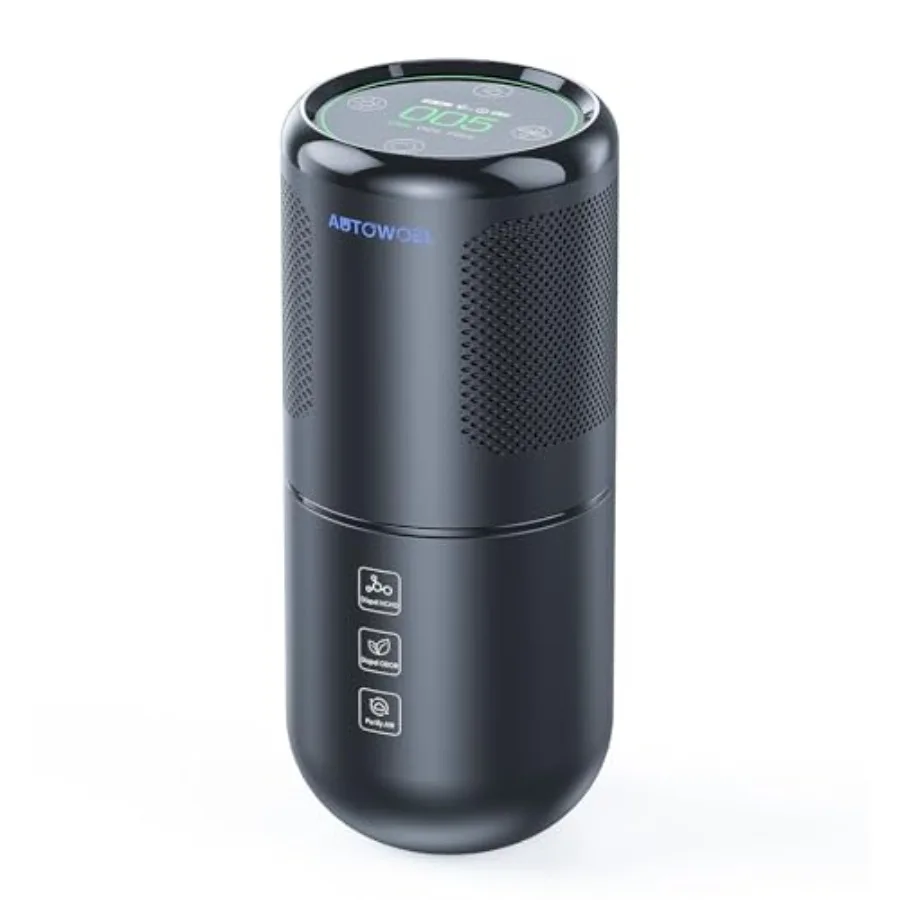

Mini air purifier for car and home: true HEPA filter formaldehyde removal real-time air quality monitor portable desktop odor a