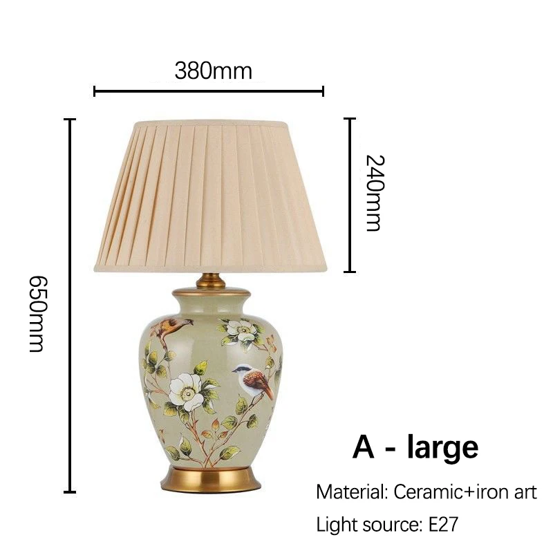 SANDYHA Retro Led Desk Light Ceramic Flower Bird Table Lamps for Living Room Decor Home Bedside lamp Study Night Stand Lighting