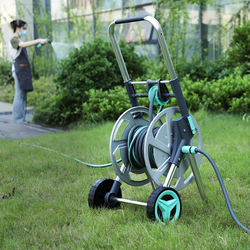 Hose Reel Trolley Long Lasting and Durable Portable Movement with Large Wheel Rewind Hose with Guide Rail Anti-freeze Hose