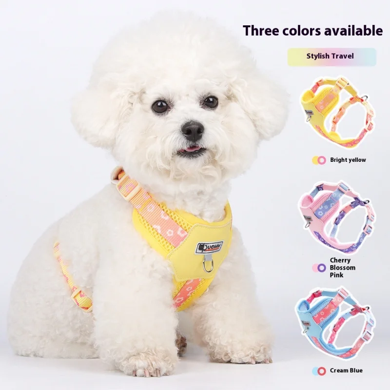 

Fashion Gradient Dog Harness - Leather Back Panel & Reflective Straps, No-Pull Easy Clean Pet Harness for Medium Dogs