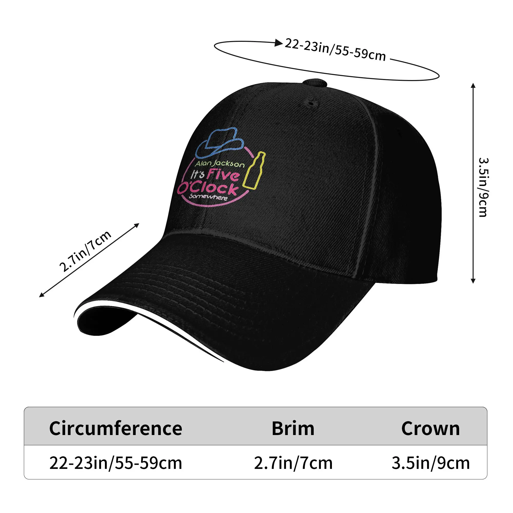 Alan Jackson Its Five oclock Somwhere Neon Baseball Cap  Fashion Trucker Hat Summer Men Women Running Hippie Snapback Cap