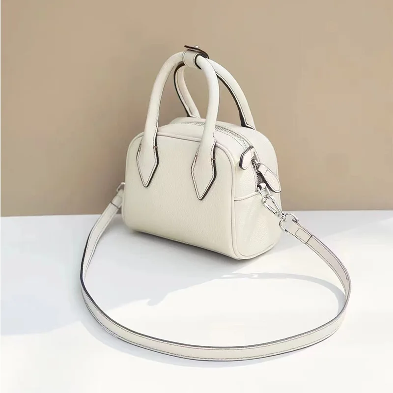 

Cowhide Small Square Bag Women's Korean Version Niche Boston Bag Genuine Leather Crossbody Purses and Handbags Fashion Soft