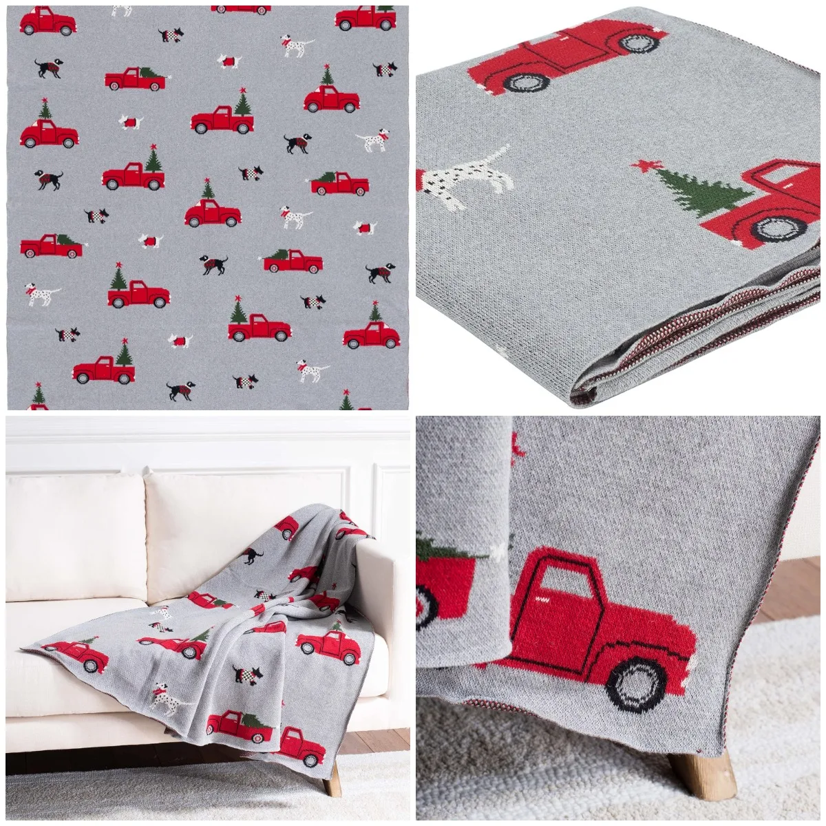 

Dasher Dalmatian Truck 50x60in Grey/Red Cotton Throw Blanket for Sofa or Bed