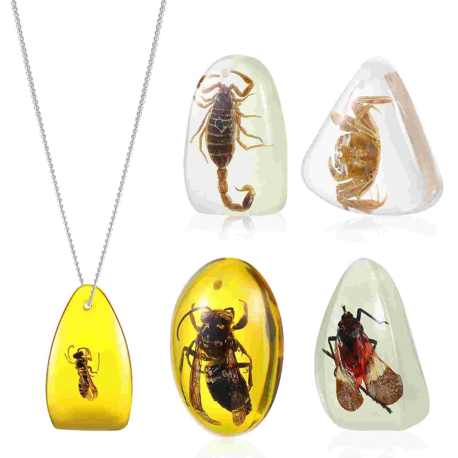 5 Pcs Amber Pendant Child Collection Jewelry Resin Beads Necklace Stone for Making