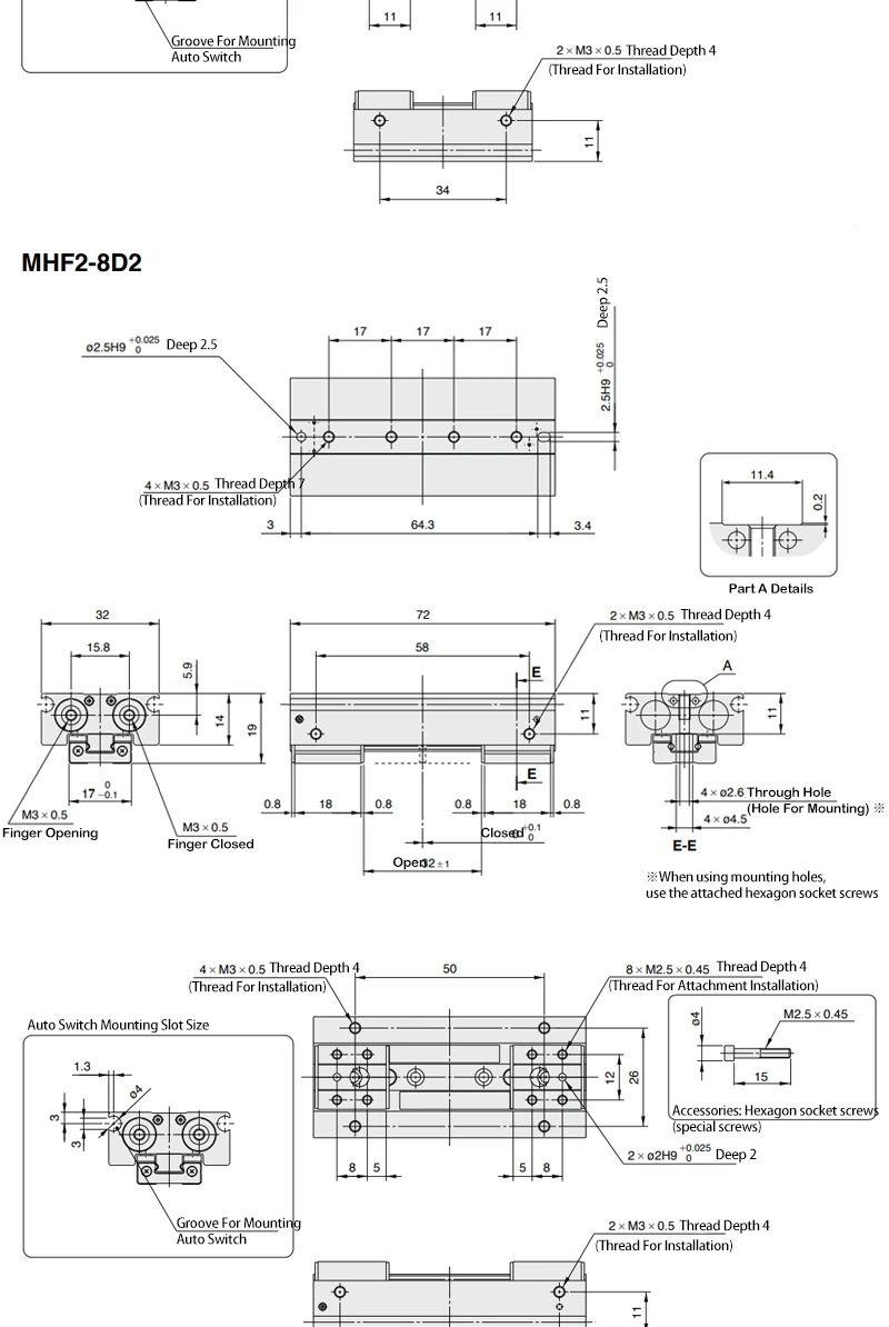 MHF2-8D MHF2-10D MHF2-12D MHF2-16D MHF2-20D Niederprofil-Luft-Parallelgreifer Pneumatischer Zylinder Pneumatischer Greifer – Detail 11