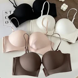 Fashion Push-up Bra Women Front Buckle Anti-sagging Hidden Button Gathered Breast Collection New Removable Shoulder Strap Bra