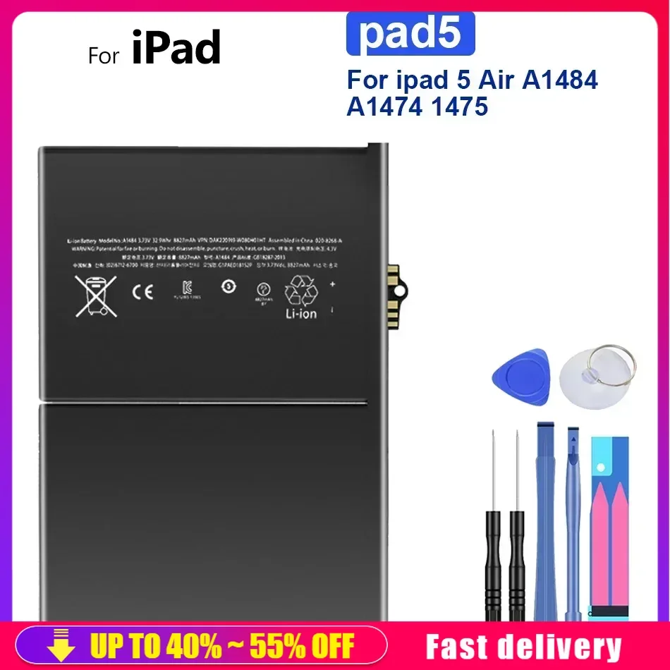 Rechargeable Portable Battery 8827mAh  Tablet For Apple iPad 5 Air 1 iPad5 Air1 A1484 A1474 1475 Batteries