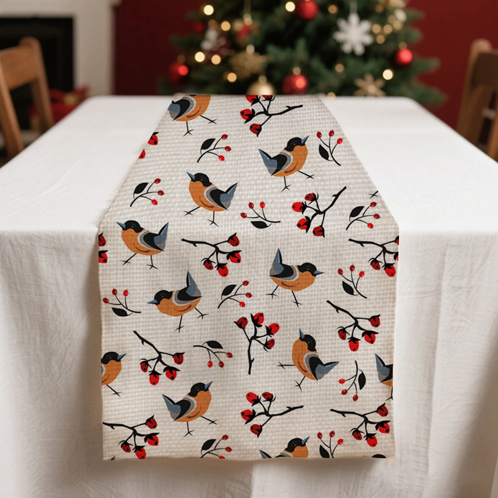 

Christmas table runners winter Table decoration and accessories for Festival bird pattern home decor party tablecloth