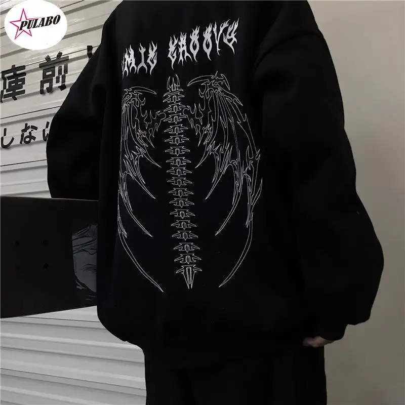 

PULABO Oversized Hoodie Women Gothic Y2K Long Sleeved Hooded Sweatshirts Harajuku Punk Loose Casual Hoodies Woman Man Sudaderas