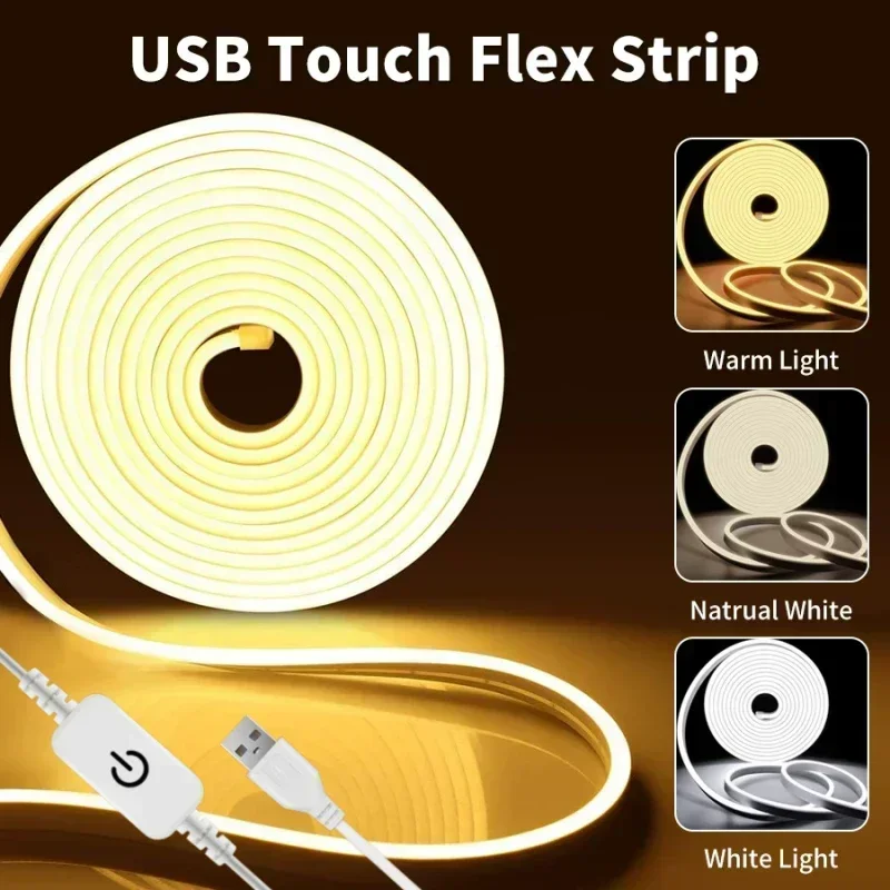 

Красивый сенсорный USB-сенсор 5 м, светодиодная неоновая лента с регулируемой яркостью, гибкая силиконовая лента, домашний декор для кухни, гостиной, спальни C