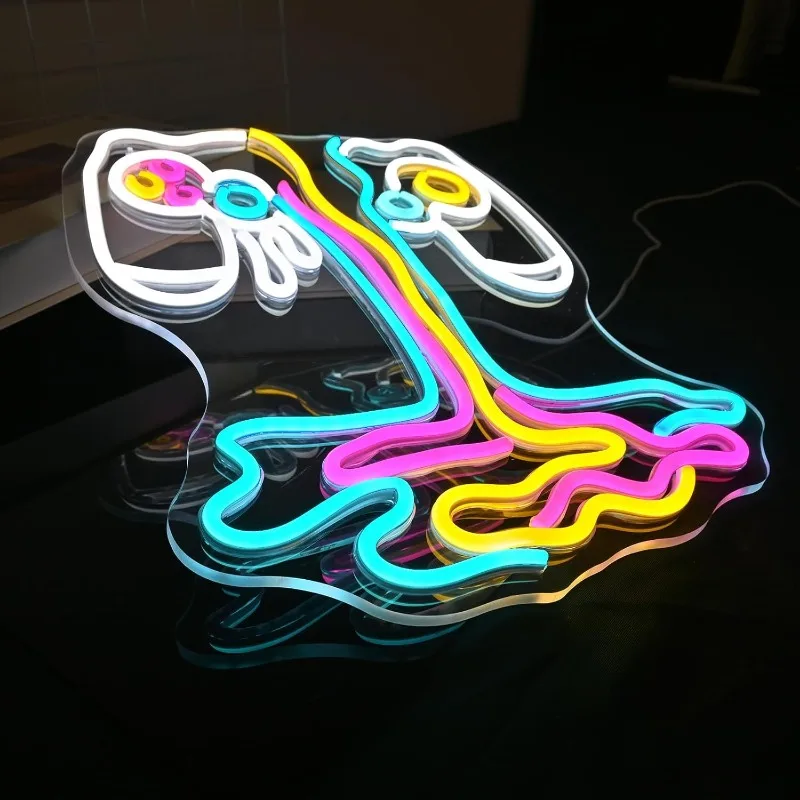 Gamer Neon Sign Dimmable Game Controller Neon Signs For Room Wall Decor USB Gamepad Shaped LED Light Up Signs For Gaming Zone