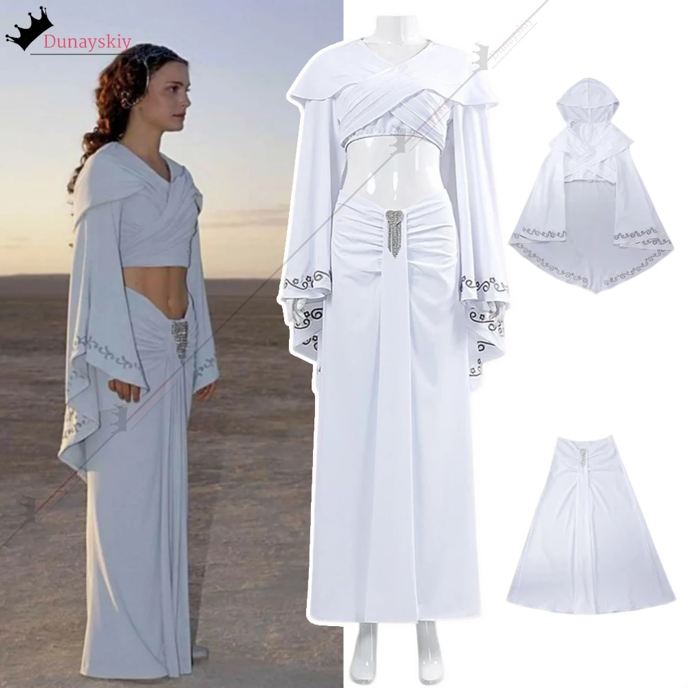 

Amidala Cosplay Anime Star Queen Pna Cosplay Costume 3xlSexy White Bra Skirt Suit Dress For Woman Halloween Outfit Role-playing