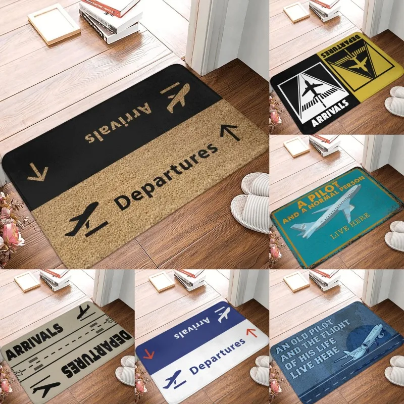 Ankunft Departure Flight Airport Fußmatte, waschbar, rutschfest, für Wohnzimmer, Sofa, Stühle, Bereichsmatte, Küche, Fußmatte, Teppich