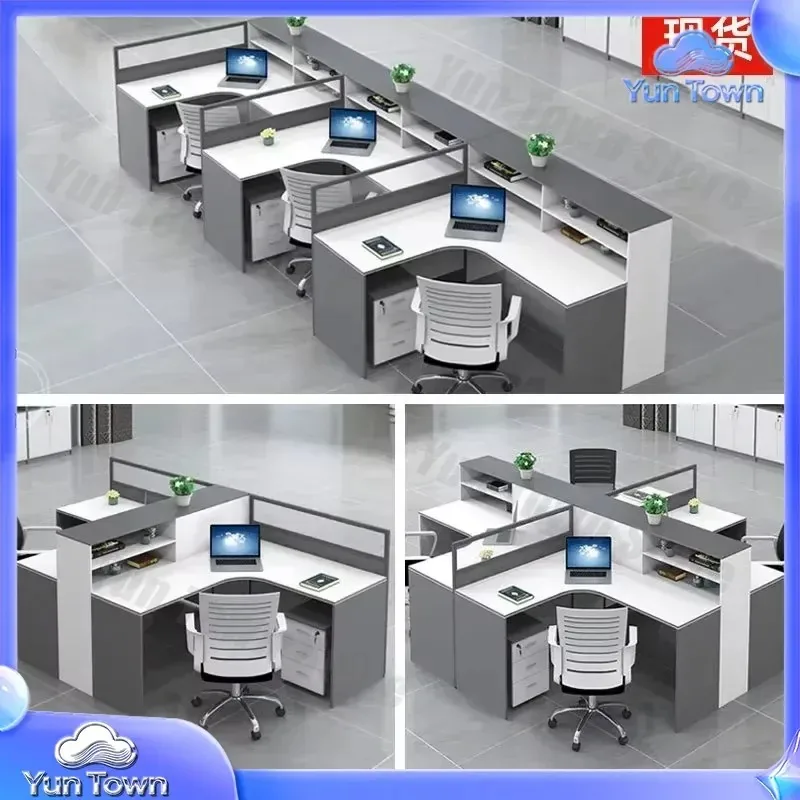 Modern Modular White Office Desk Workstation for Staff 2 4 6 8 Person Seater Table for Home Office Furniture Work Desk for
