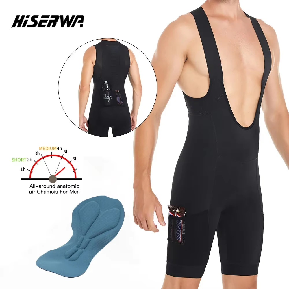 HISERWA Men Cycling Bib Shorts 7 Hours Italy Breathable Pad Bicycle Shorts Mountain Bike Pants MTB Cycling Tights Ciclismo