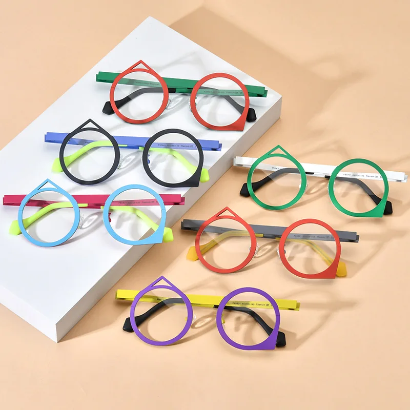 New Niche Personality Multi-color Light Pure Titanium Glasses Frame Round Literary Retro Irregular Ooptical Prescription Glasses