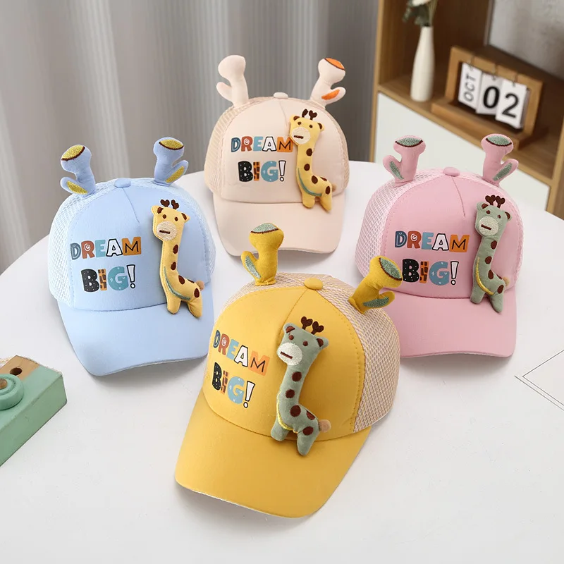 

Cartoon 3D Three-dimensional Giraffe Summer Thin Section Baseball Cap Children Cute Mesh Duck Tongue Cap UV Protection Sun Hat