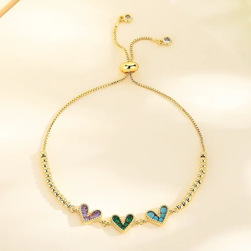 18K Laminated Gold Bisuterias Bracelets And Bracelets Wholesale 18K Gold Plated Cubic Zirconia Push Pull Montre Et Bracelet