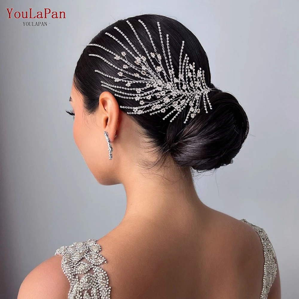 YouLaPan ブライダル帽子結婚式のラインストーンかぶとファッションヘアジュエリー女性ヘッドピースクリスタル花嫁ヘアアクセサリー HP188