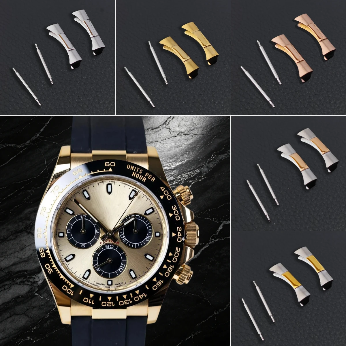 20mm Curved End Link Endlink Watchband  For Watch Band Rubber Leather Strap Seamless Connection men's watch parts