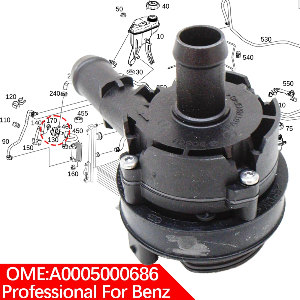 A0005000686 W176 W246 W242 C117 C156 451 smart CLA200 CDI GLA180 D E300 B250 For Mercedes-Benz Coolant Electric 12V Water Pump