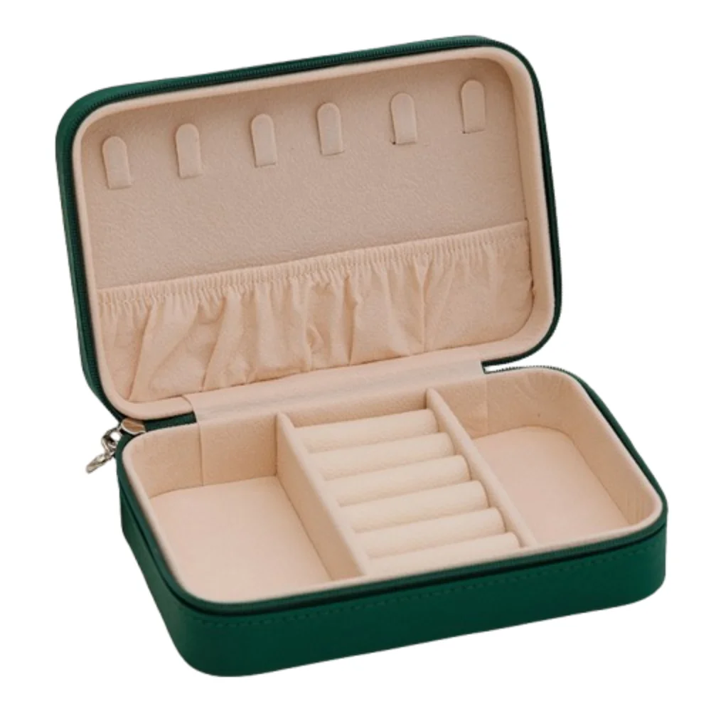 Leather Trinkets Storage Organizer Large Capacity Solid Color Portable Jewelry Organizer Dustproof Simple Jewelry Storage Case