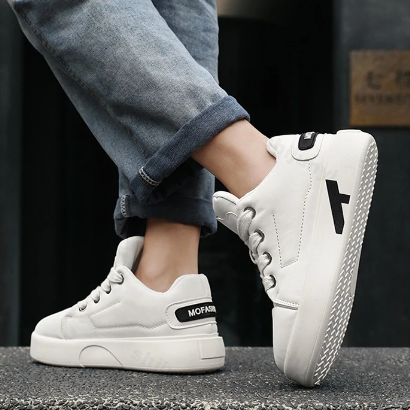 

Мужская обувь на плоской подошве, осень 2023, новая нескользящая износостойкая повседневная обувь на платформе, увеличивающая рост, модная вулканизированная обувь