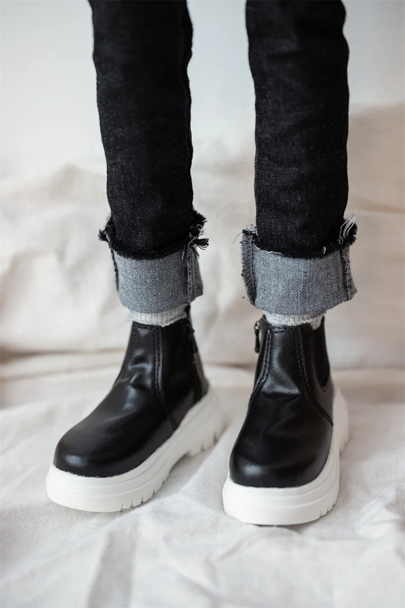 MSD 1/4 68cm Round Toe Thick Soft-soled Leather Ankle Boots Spot Inventory Black Unisex Toys Gift BJD Shoes BJD Doll Accessories