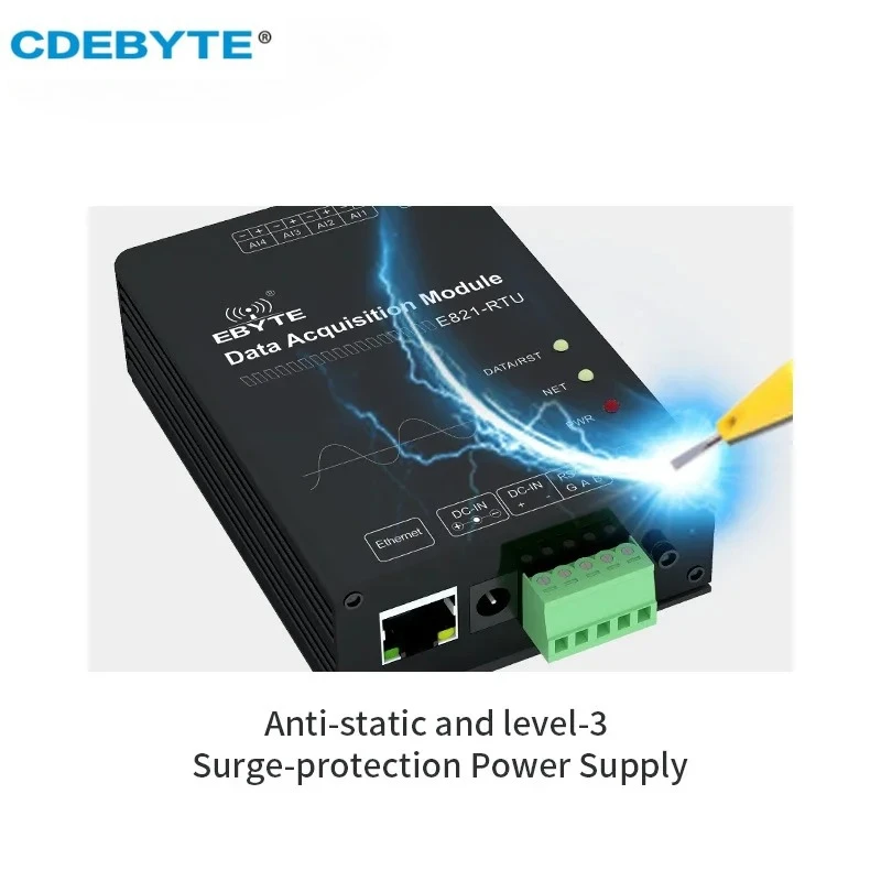 Wireless Digital Transparent Transceiver Modem CDEBYTE E821-RTU(0400-ETH) 4 Channel Input Modbus TCP RTU With Ethernet Port